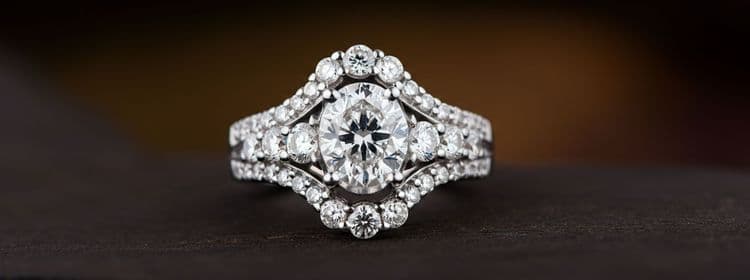 Elegant diamond engagement and wedding ring set with a brilliant center stone.